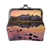 Mountain View at Sunrise Full Double-Sided Printed Pattern Women's and Girls' Fashionable Leather Kiss Lock Coin Purse Card Bag