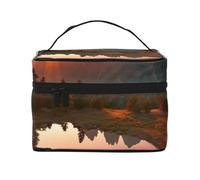Mountain View at Sunrise Prints Travel Makeup Bag Flip Portable Toiletry Bag with Handle for Women's Travel and Daily Use