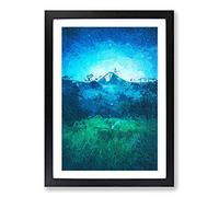 Mountain View in Bali in Abstract Framed Print | A2 Black Framed Wall Art | Ready to Hang | Abstract Landscape Picture | Living Room Bedroom Lounge Office