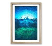 Mountain View in Bali in Abstract Framed Print | A2 Oak Framed Wall Art | Ready to Hang | Abstract Landscape Picture | Living Room Bedroom Lounge Office