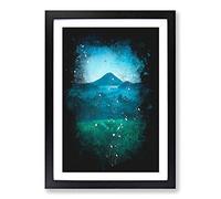Mountain View in Bali Paint Splash Framed Print | A2 Black Framed Wall Art | Ready to Hang | Modern Landscape Picture | Living Room Bedroom Lounge Office