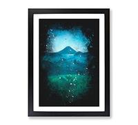 Mountain View In Bali Paint Splash Modern Framed Print | A2 Black Framed Wall Art | Ready to Hang | Modern Landscape Picture | Living Room Bedroom Lounge Office