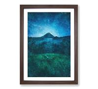 Mountain View in Bali Painting Framed Print | A2 Walnut Framed Wall Art | Ready to Hang | Modern Landscape Picture | Living Room Bedroom Lounge Office