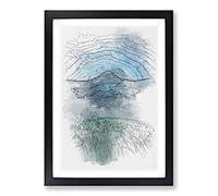 Mountain View in Bali Sketch Framed Print | A2 Black Framed Wall Art | Ready to Hang | Modern Landscape Picture | Living Room Bedroom Lounge Office