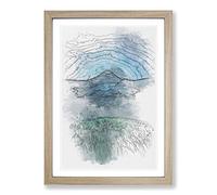 Mountain View in Bali Sketch Framed Print | A2 Oak Framed Wall Art | Ready to Hang | Modern Landscape Picture | Living Room Bedroom Lounge Office