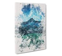 Mountain View in Bali Watercolour Canvas Print | Gallery Wrapped 30mm Frame Wall Art | 30x20 inches | Ready to Hang | Modern Landscape Picture | Living Room Bedroom Lounge Office