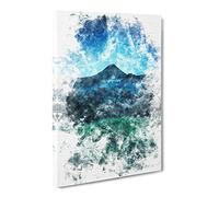 Mountain View In Bali Watercolour Canvas Print | Gallery Wrapped 30mm Frame Wall Art | 30x20 inches | Ready to Hang | Modern Landscape Picture | Living Room Bedroom Lounge Office