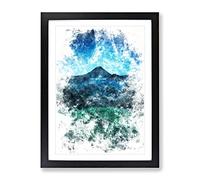 Mountain View In Bali Watercolour Modern Framed Print | A3 Black Framed Wall Art | Ready to Hang | Modern Landscape Picture | Living Room Bedroom Lounge Office