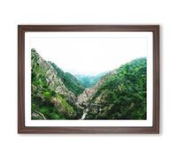 Mountain View In Jaipur India Painting Modern Art Framed Print | A3 Walnut Framed Wall Art | Ready to Hang | Modern Landscape Picture | Living Room Bedroom Lounge Office