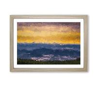 Mountain View in North Carolina in Abstract Framed Print | A2 Oak Framed Wall Art | Ready to Hang | Abstract Landscape Picture | Living Room Bedroom Lounge Office
