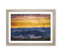 Mountain View in North Carolina Painting Framed Print | A2 Oak Framed Wall Art | Ready to Hang | Modern Landscape Picture | Living Room Bedroom Lounge Office