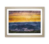 Mountain View In North Carolina Painting Modern Art Framed Print | A2 Oak Framed Wall Art | Ready to Hang | Modern Landscape Picture | Living Room Bedroom Lounge Office