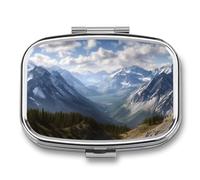 Mountain View Pill Box 2 Compartments Portable Travel Pill Case Mini Medicine Organizer for Pocket Purse Metal Waterproof Medicine Container Holder Vitamin Fish Oil