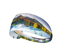 Mountain View Sunny Day Nature Print Sports Headbands For Men Women, Moisture Wicking Sweat Band Elastic Wide Hair Bands,For Running, Cycling, Basketball, Gym Exercise, Football