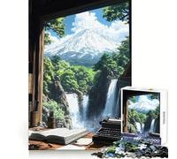 Mountain View Writing Desk Japanese Landscape 1000 Piece Jigsaw Puzzles for Teenagers Jigsaw Reason Skill Toy Shared Fun Tight Cut Wall Art Decor (38x52cm)