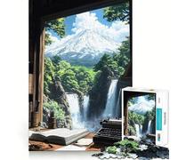 Mountain View Writing Desk Japanese Landscape 1000 Piece Jigsaw Puzzles for Teenagers Memory Gain Stress Free Design Assembly Heartfelt Gift (50x75cm)