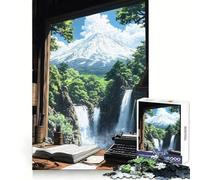Mountain View Writing Desk Japanese Landscape 1000 Piece Jigsaw Puzzles for Teenagers Memory Gain Stress Free Design Assembly Heartfelt Gift (50x75cm)