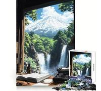 Mountain View Writing Desk Japanese Landscape Jigsaw for Teenagers 1000 Pieces Memory Boost Relaxing Fun Pattern Assembly (38x26cm)
