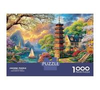 Mountain Village 1000 Pieces Jigsaw Puzzles Engaging Home Decoration Zen Japanese Garden Jigsaw Puzzles Unique Puzzle Gift for Gifts 70x50cm/1000pcs