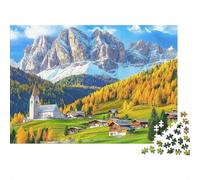 Mountain Village Church 1000pcs For Adults Mini Puzzle Challenging | 70x50cm Cardboard Home Decor Smooth Surface Birthday Gift Brain Training