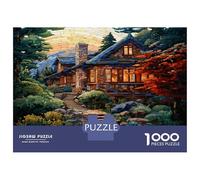 Mountain Village Cottage 1000 Piece Jigsaw Puzzles for Adults Featuring Artistic Design Jigsaws for Adults Warm Hut As A Mind Relaxation Puzzle for Holiday Activity 38x26cm/1000pcs