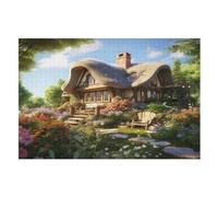 Mountain Village Cottage 1000 Piece Jigsaw Puzzles for Adults Wooden Puzzle Challenging Game Family for Gifts （75×50cm）