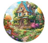 Mountain Village Cottage 1000 Piece Round Jigsaw Puzzles 100% Recycled Cardboard Beautiful Decoration for Adults And Kids 1000pcs (67.5x67.5cm)