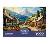 Mountain Village Cottage 1000 Pieces Premium Jigsaw Age 12+ Cool Collage Effect, Fun Details, Educational, Challenging Puzzle Games 70x50cm/1000pcs