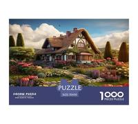 Mountain Village Cottage 1000 Pieces Premium Jigsaw for Adults Cool Collage Effect, Home Decoration, Educational, Challenging Puzzle Games 70x50cm/1000pcs