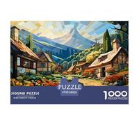 Mountain Village Cottage Jigsaw 1000 Pieces Challenge Toy for Adults,Dreamy Countryside Impossible Jigsaw Puzzles 1000 Pieces Educational Game Home Decoration 38x26cm/1000pcs