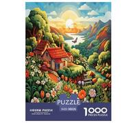 Mountain Village Cottage Jigsaw Puzzles Puzzle for Adults Kids. 1000 Pieces Impossible Challenge Toy Educational Game Home Decoration for Adults& Kids Age 14 Years Up 38x26cm/1000pcs