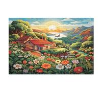 Mountain Village Cottage Wooden Jigsaw Puzzles, 1000 Piece Puzzle Board Game, Best Gift for Adults And Kids, Family Game, （75×50cm）