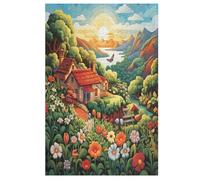 Mountain Village Cottage Wooden Jigsaw Puzzles for Adults 1000 Piece Puzzle for Kids & Teens, Fun Educational Games for Family Game Night 78×53cm