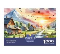 Mountain Village Landscape 1000 Piece Jigsaw Puzzle for Adults Sunrise Scenery 1000pc Jigsaw Puzzle Set Relax Focus 52x38cm/1000pcs