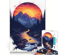 Mountain Vintage Sunset 1000 Piece Jigsaw Puzzles for Adults Jigsaw Brain Skill Warm Time Exact Edge (38x52cm)