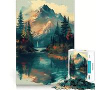 Mountain Vintage Sunset 1000 Pieces Jigsaws Adults Puzzles Gifts Memory Upgrade Leisure Time Sharp Cut Wall Art Decor (38x52cm)