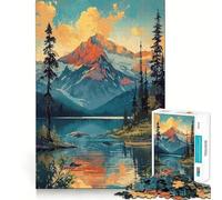 Mountain Vintage Sunset Jigsaw Puzzles for Adults 1000 Piece Logic Boost Toy Group Joy Premium Edge Bday Surprise (38x26cm)