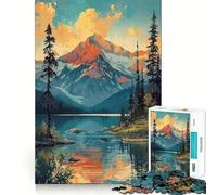 Mountain Vintage Sunset Jigsaw Puzzles for Adults 1000 Pieces Logic Sense Toy Relaxing Fun Smooth Edge (50x75cm)