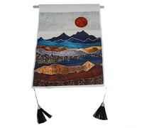 Mountain Wall Tapestry 2 Pack with Tassels, For Forest Design Linen Cotton Fabric for Bedroom, Office, Dormitory and Living Room Decoration