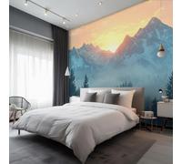 Mountain Wallpaper for Living Room, Landscape Wall Mural for Bedroom 130x80 cm, Non-Woven Photo Wallpaper, Home Decor D&O11