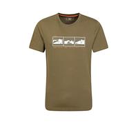 Mountain Warehouse 3 Peaks Mens Tee - Cotton Casual Top, Lightweight, Breathable - for Walking, Outdoors & Daily Use Khaki (3 Peaks) XS