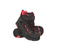 Mountain Warehouse Adventurer Kids Adaptive Walking Boots - IsoDry Touch Strap Fastening Shoes with Elastic Laces - Spring, Summer Hiking, Trekking, Outdoors & Walking Black Junior Shoe Size 4