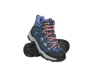 Mountain Warehouse Adventurer Womens Printed Waterproof Boots - Synthetic Upper, Mesh Lined with Heel & Toe Bumpers - Best for Spring Summer, Hiking & Outdoors Navy (Printed) Adult Shoe Size 7