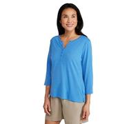 Mountain Warehouse Agra ¾ Sleeve Button Top - UV Lightweight Tee - for Spring Summer & Travel Bright Blue Women's Size 4
