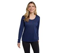Mountain Warehouse Agra Womens Long-Sleeve Slub Top - Moisture Wicking, Breathable & Quick Drying Lightweight Ladies Tee Shirt - Spring Summer Holiday & Outdoors Navy 16