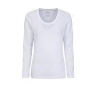 Mountain Warehouse Agra Womens Long-Sleeve Slub Top - Moisture Wicking, Breathable & Quick Drying Lightweight Ladies Tee Shirt - Spring Summer Holiday & Outdoors White Women's Size 24