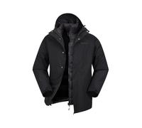 Mountain Warehouse Alaskan Mens 3-in-1 Waterproof Jacket - Breathable Coat with Taped Seams & Microfibre Insulation - Autumn Winter Wet Weather, Walking & Outdoors Black L
