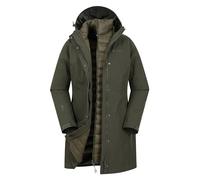 Mountain Warehouse Alaskan Womens 3 In 1 Long Jacket - Waterproof, Breathable & Adjustable Raincoat with Detachable Inner Coat & Taped Seams -For, Rain & Outdoors Khaki Women's Size 16