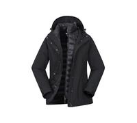 Mountain Warehouse Alaskan Womens 3 in 1 Short Jacket - IsoDry, Waterproof 10,000Mm & Breathable Coat with Taped Seams - Best for Autumn Winter, Outdoors & Wet Weather Jet Black Women's Size 8