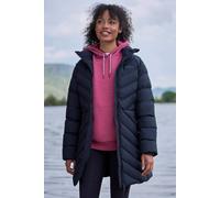 Mountain Warehouse 'anmore' Full Zip Water Resistant Thermal Tested Padded Long Jacket In Black Black 12